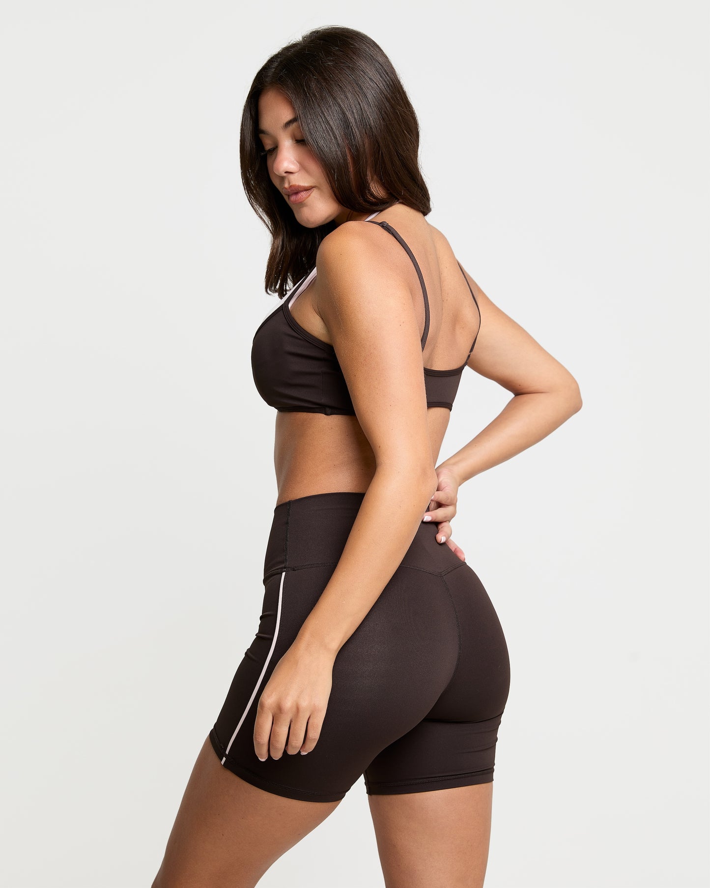 Stripe Sculpt Shorts - Coffee Bean