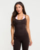 Layered Halter Top - Coffee Bean / Blossom Pink