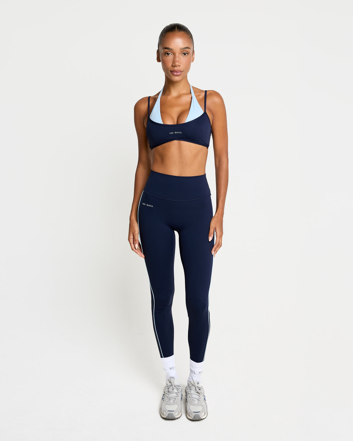 Layered Halter Bra - Navy Blue / Sky Blue